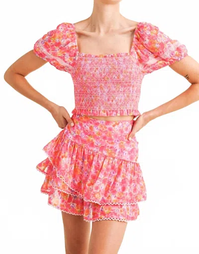 Reset By Jane Isabel Ruffle Skirt In Hot Pink Floral