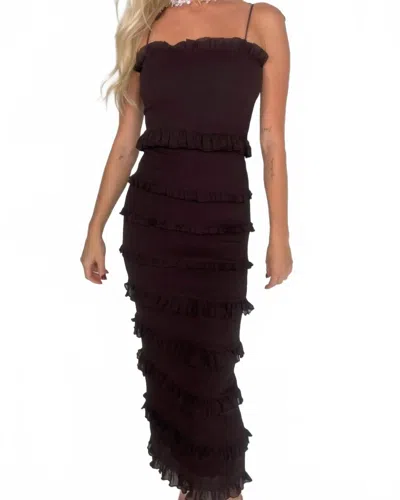 Reset By Jane Jenny Ruffle Dress In Dark Brown