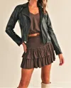 Reset By Jane Juno Leather Jacket In Black In Black