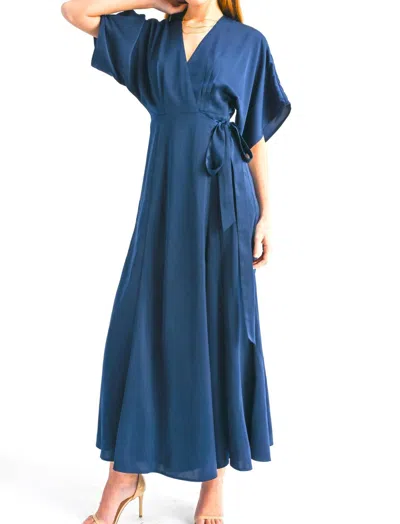 Reset By Jane Khloe Maxi Wrap Dress In Navy Blue