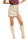 Reset By Jane Leather Mini Skirt In Taupe In Neutral