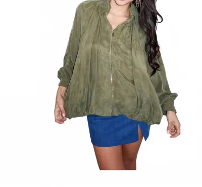 Reset By Jane Light Zip Up Jacket In Green