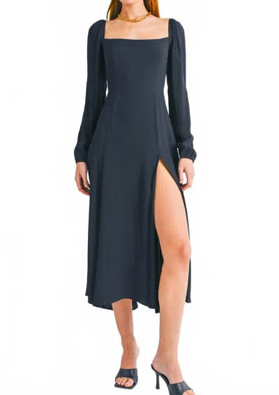 Reset By Jane Long Square Neck Dress In Black