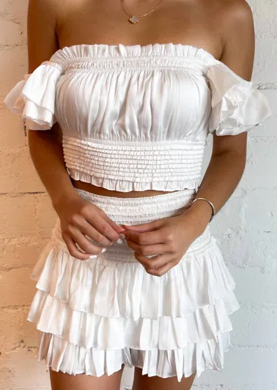 Reset By Jane Ruffle Sleeve Smock Top In White