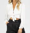 Reset By Jane Silky Hook And Tie Front Blouse In White In White