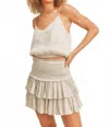 Reset By Jane Smocked Layered Skirt In Stone In White