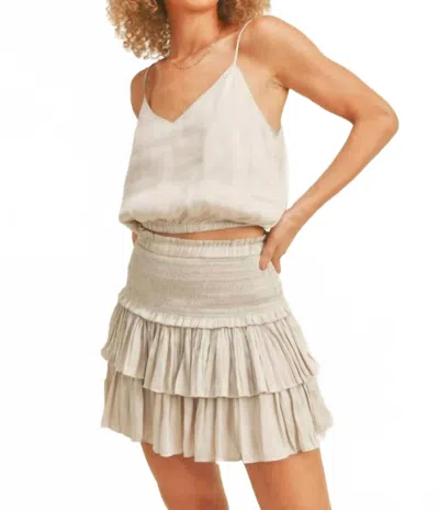 Reset By Jane Smocked Layered Skirt In Stone In White