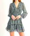 Reset By Jane Tasha Long Sleeve Floral Layered Dress In Blue Multi In Multi