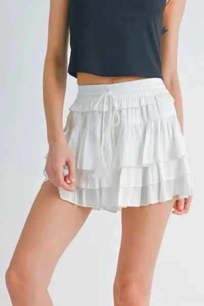 Reset By Jane Tiered Ruffle Skort In White