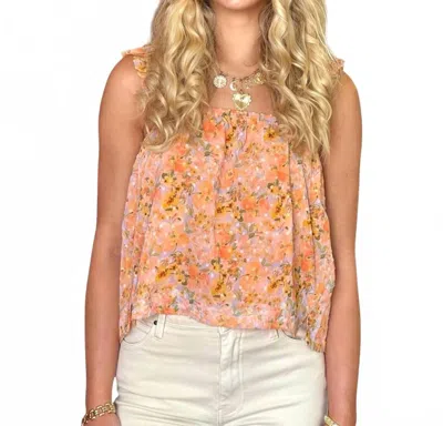 Reset By Jane Women's Mila Floral Print Chiffon Square Neck Ruffle Shoulder Babydoll Top In Multi