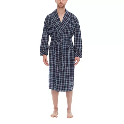 Residence Mens Big And Tall Flannel Long Sleeve Long Length Robe In Blue