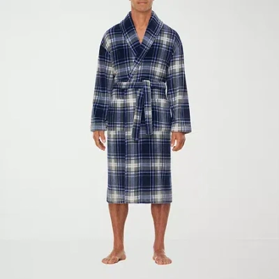 Residence Mens Big And Tall Fleece Long Sleeve Long Length Robe In Blue