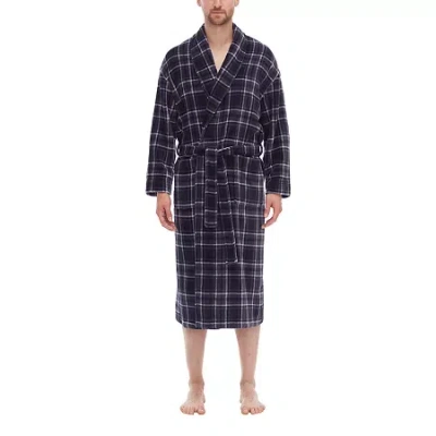 Residence Mens Big And Tall Fleece Long Sleeve Long Length Robe In Blue
