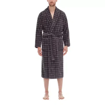 Residence Mens Big And Tall Fleece Long Sleeve Long Length Robe In Gray
