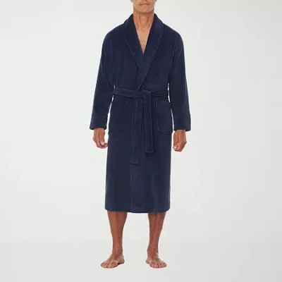 Residence Mens Big And Tall Plush Long Sleeve Long Length Robe In Blue