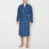 Residence Mens Big Flannel Long Sleeve Long Length Robe In Blue