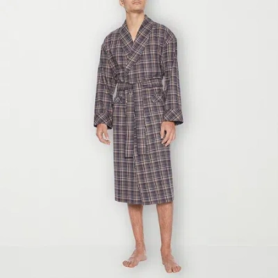 Residence Mens Big Flannel Long Sleeve Long Length Robe In Brown