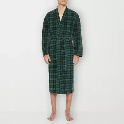 Residence Mens-big Fleece Kimono Robe Long Sleeve Long Length In Green