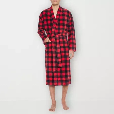 Residence Mens-big Fleece Kimono Robe Long Sleeve Long Length In Red