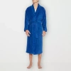 Residence Mens Big Fleece Long Sleeve Long Length Robe In Blue