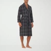 Residence Mens Flannel Long Sleeve Long Length Robe In Black