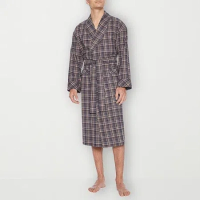 Residence Mens Flannel Long Sleeve Long Length Robe In Gray
