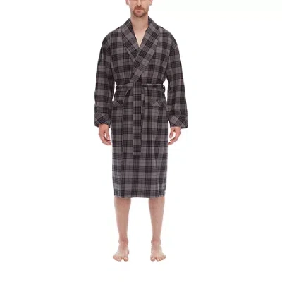 Residence Mens Flannel Long Sleeve Long Length Robe In Gray