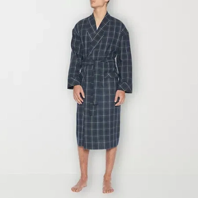 Residence Mens Flannel Long Sleeve Long Length Robe In Gray