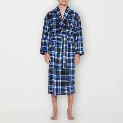 Residence Mens Fleece Long Sleeve Long Length Robe In Blue