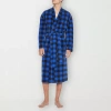 Residence Mens-tall Fleece Kimono Robe Long Sleeve Long Length In Blue