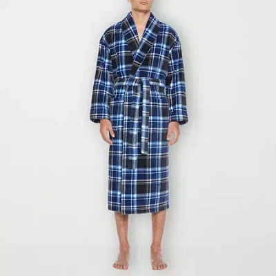 Residence Mens Tall Fleece Long Sleeve Long Length Robe In Blue