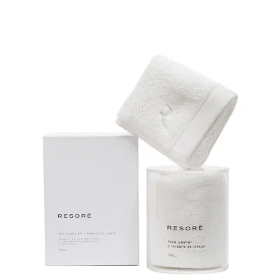 Resore Resorè Wash Cloth Set Of 2 With Holder In White