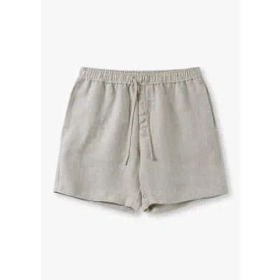 Resort Co Mens Linen Drawstring Shorts In Oatmeal In Gray