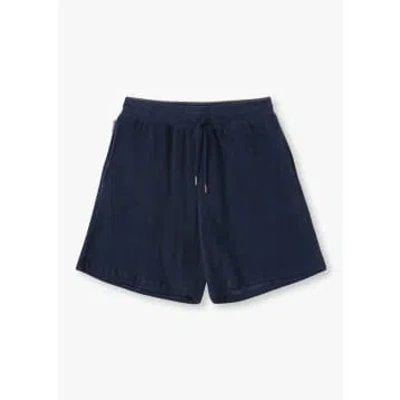 Resort Co Mens Terry Shorts In Navy In Blue