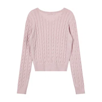 Rest&recreation Cable V-neck Knit Top In Pink