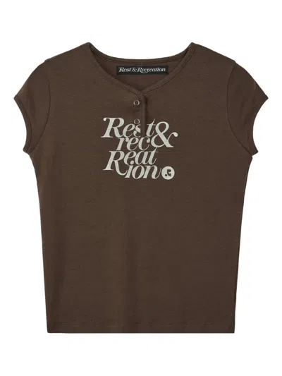 Rest&recreation Cap-sleeve Logo-print T-shirt In Brown