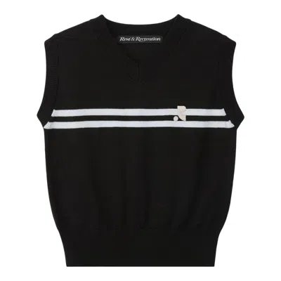 Rest&recreation Double Line Knit Vest In Black