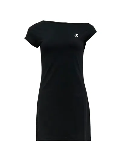 Rest&recreation Logo-print One-shoulder Mini Dress In Black