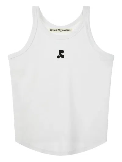 Rest&recreation Racerback Curved-hem Tank Top In White
