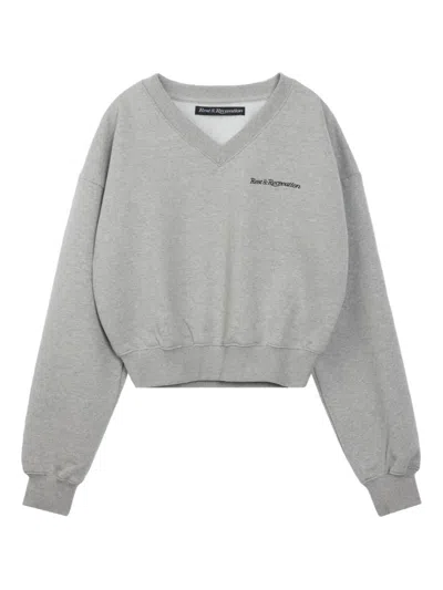 Rest&recreation V-neck Embroidered Jumper In Gray