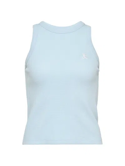 Rest&recreation Waffle-knit Logo-embroidered Cotton Tank Top In Blue