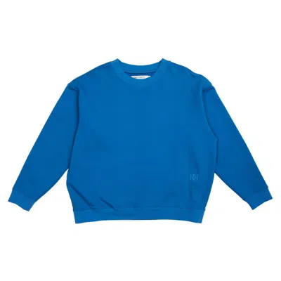 Rest & Relax Women's Organic Cotton Monogram Crewneck Sweatshirt  - Blue