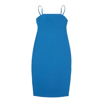 Rest & Relax Women's Stretch Midi Dress With Removable Straps - Blue