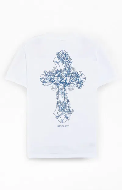Rest Easy Men's Rose Cross T-shirt In White