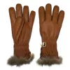Restelli Quilted Ski Gloves Featuring Fur Trim Design In Brown