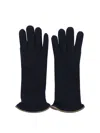 Restelli Cashmere Gloves With Ribbed Cuffs And Trim In Blue