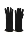 Restelli Cashmere Gloves With Ribbed Cuffs And Trim In Black