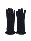 Restelli Cashmere Gloves With Ribbed Cuffs And Trim In Blue