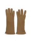 Restelli Cashmere Gloves With Knitted Design And Long Length In Brown