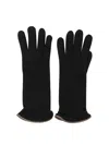 Restelli Cashmere Gloves With Ribbed Cuffs And Trim In Black